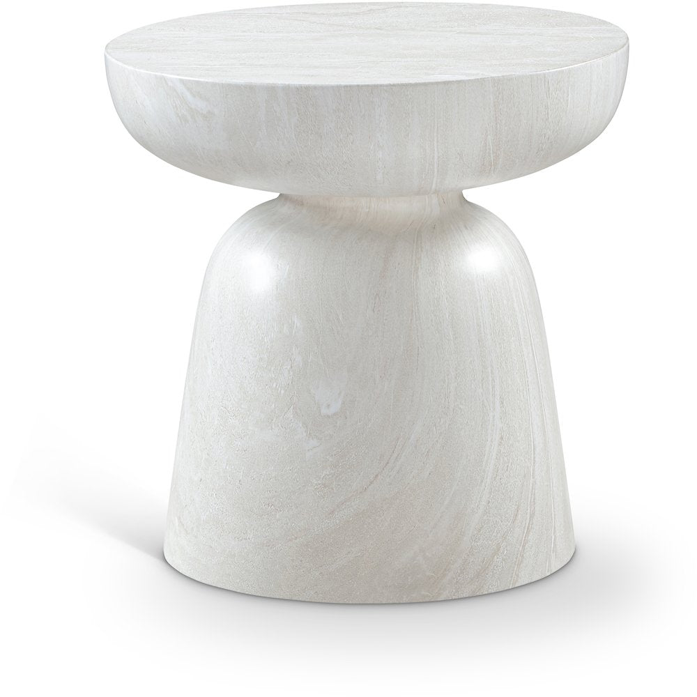 Avellino White Marble Finish Concrete End Table