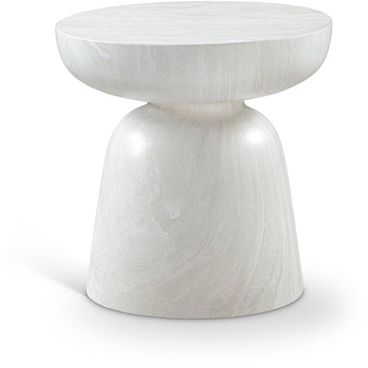 Avellino White Marble Finish Concrete End Table