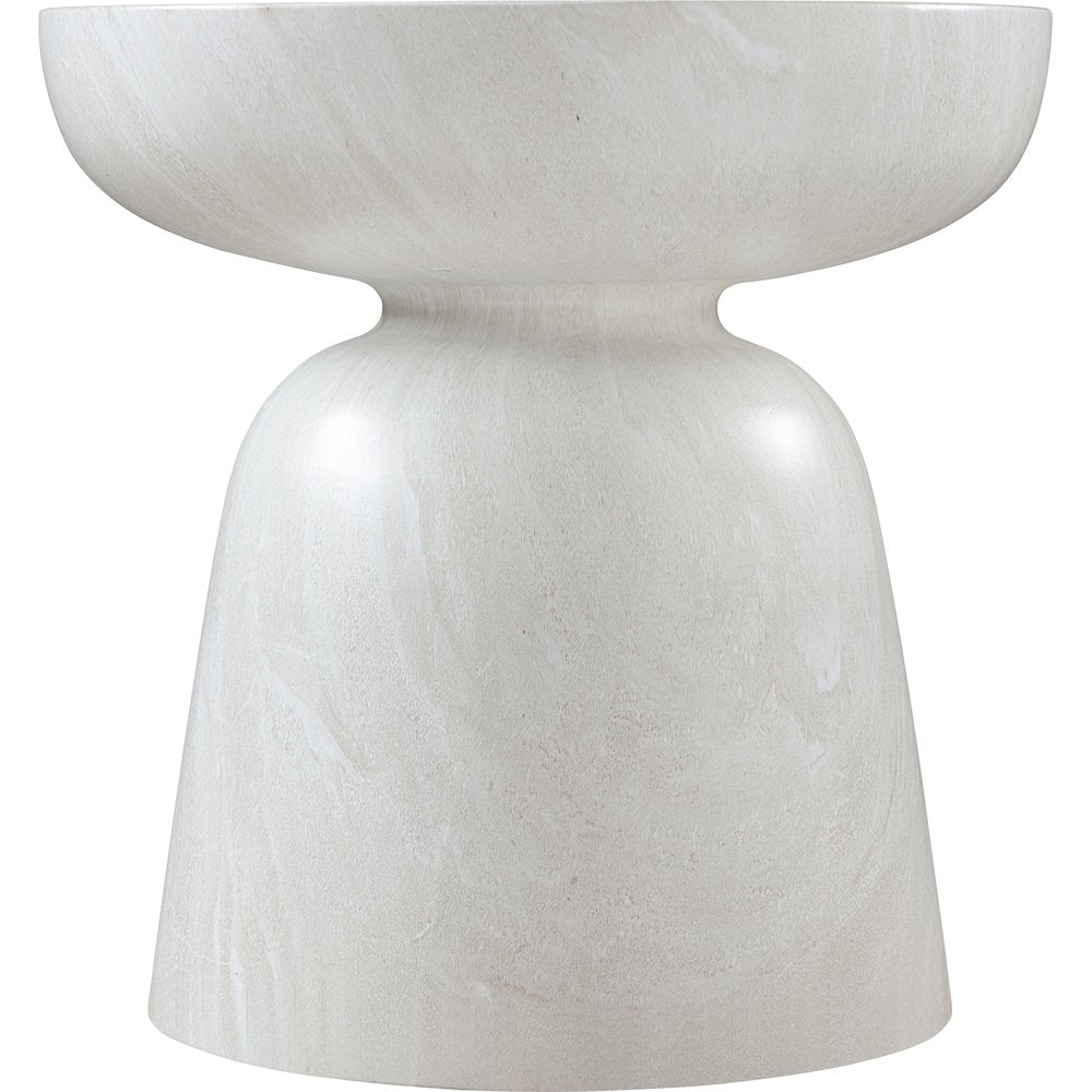 Avellino White Marble Finish Concrete End Table