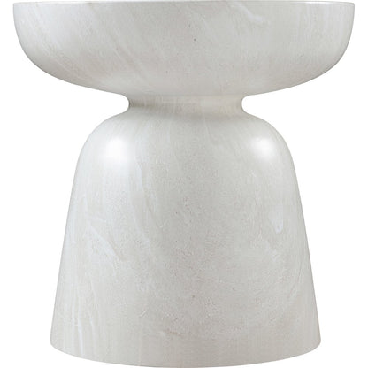 Avellino White Marble Finish Concrete End Table