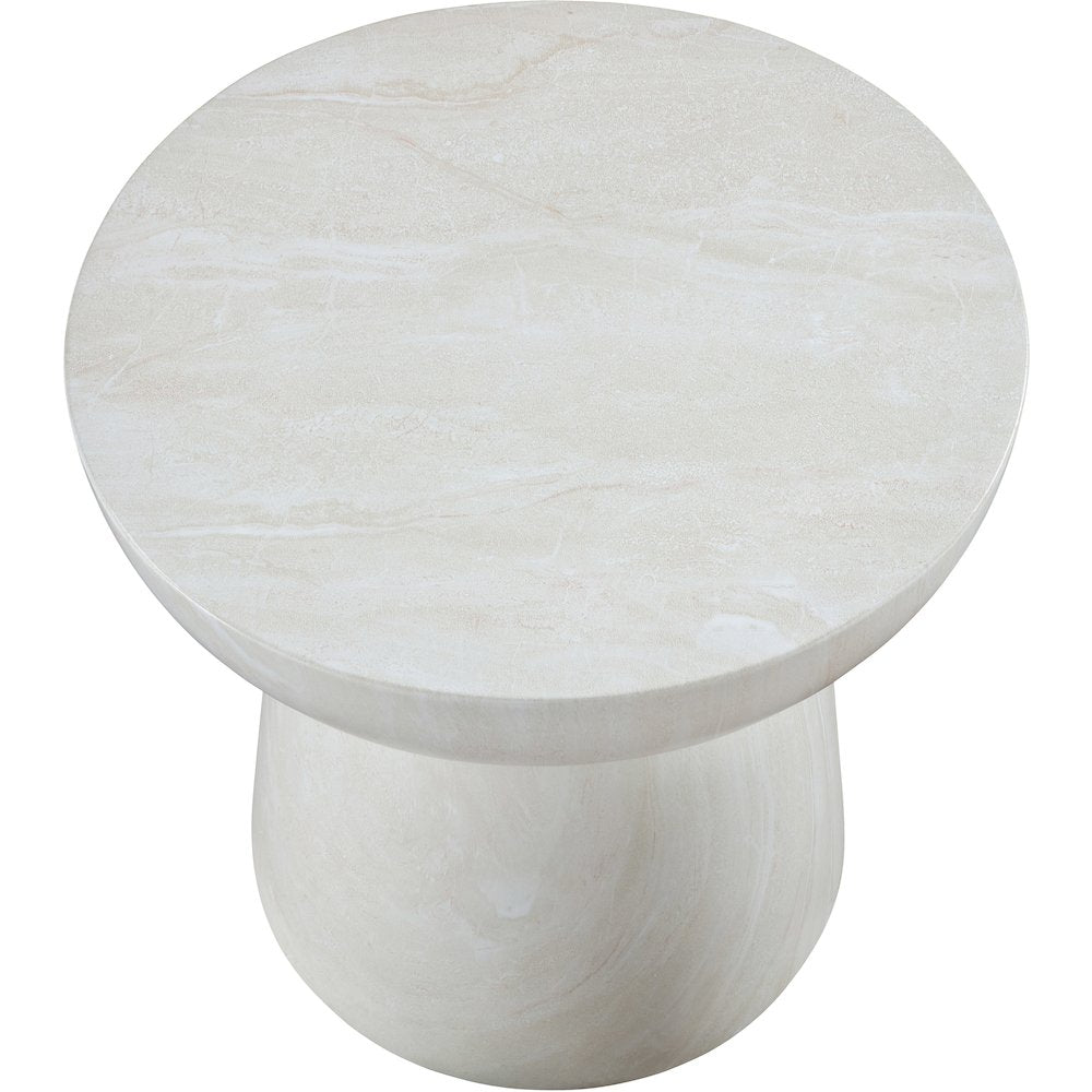 Avellino White Marble Finish Concrete End Table