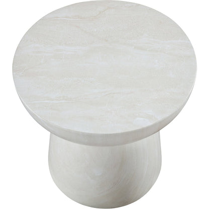 Avellino White Marble Finish Concrete End Table