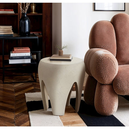Moxie Cream Concrete And Fiberglass Indoor / Outdoor End Table