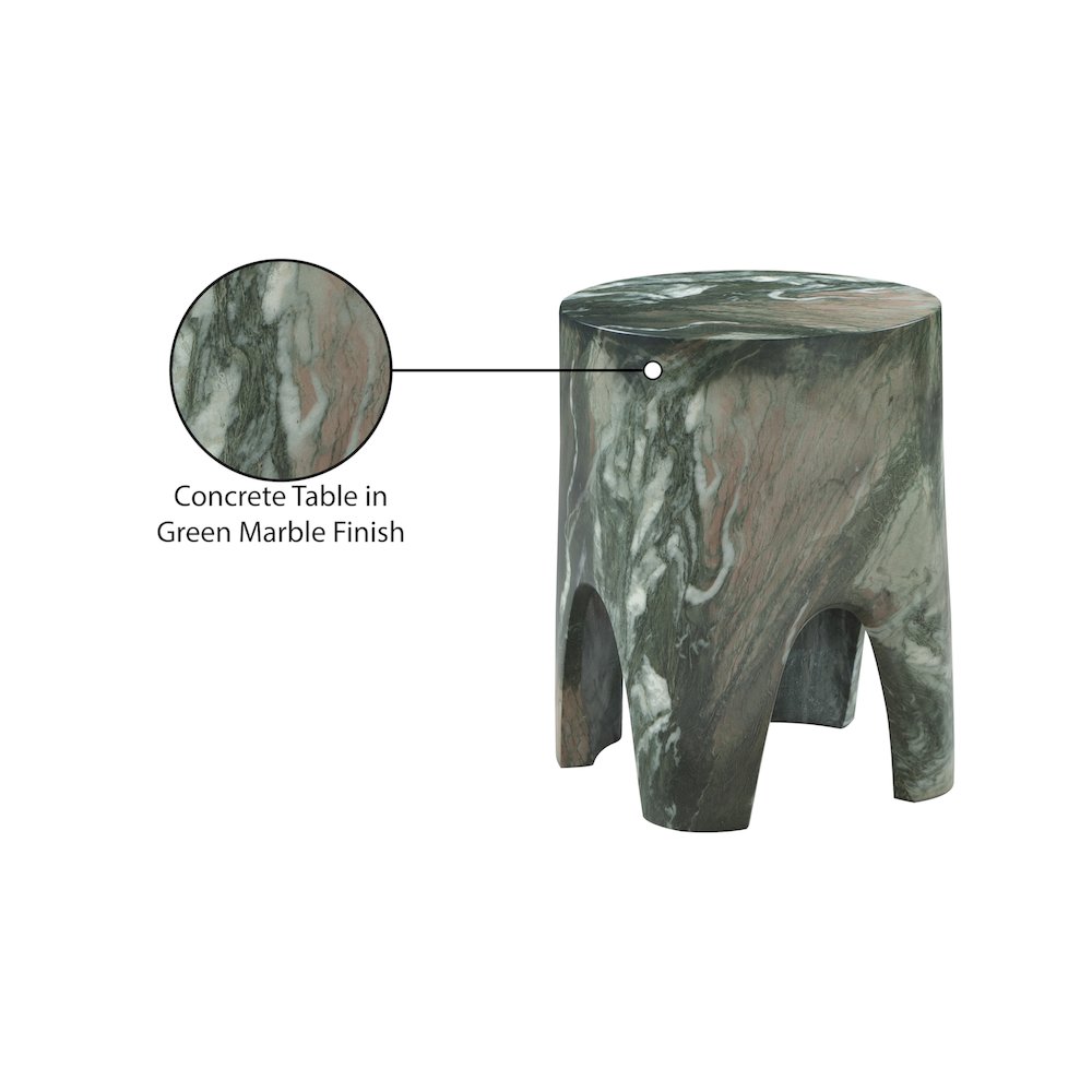 Foligno Green Marble Finish Concrete End Table