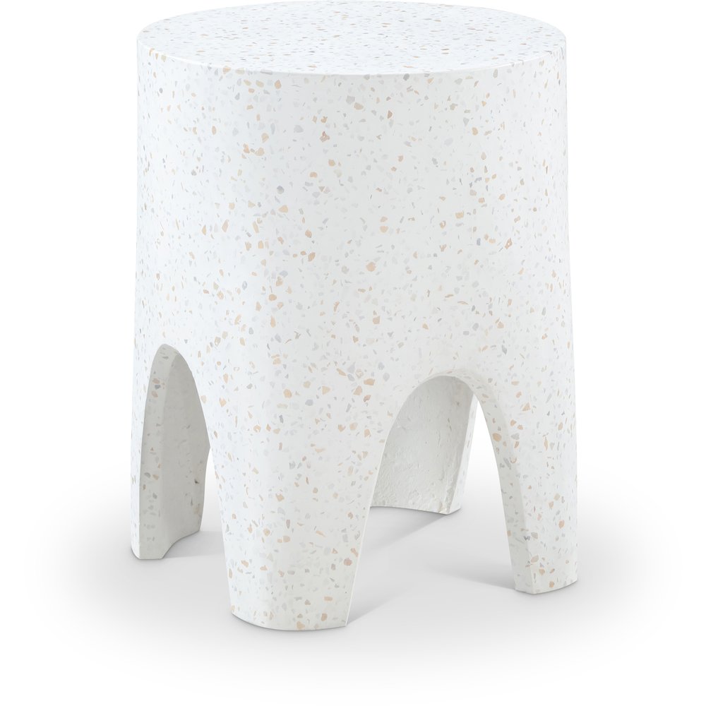 Foligno White Marble Finish Concrete End Table