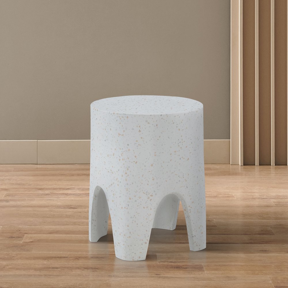 Foligno White Marble Finish Concrete End Table