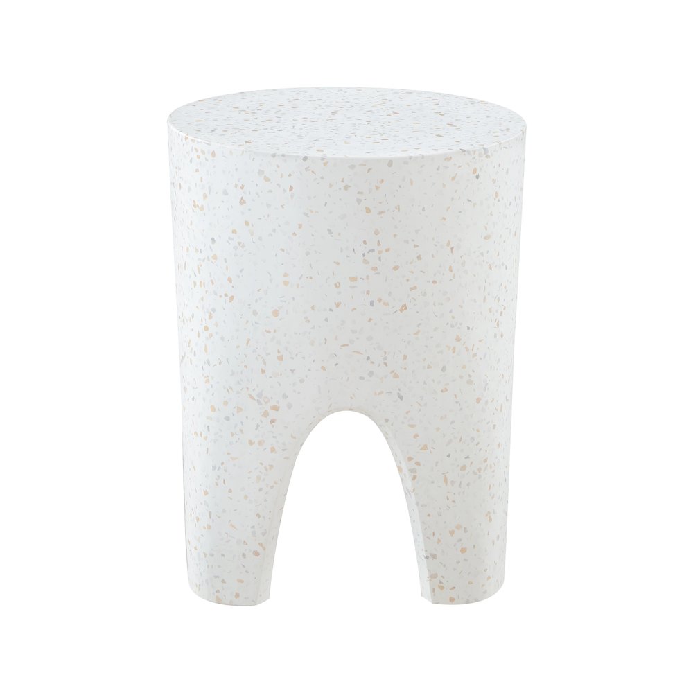 Foligno White Marble Finish Concrete End Table