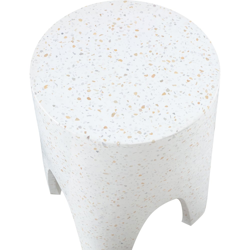 Foligno White Marble Finish Concrete End Table
