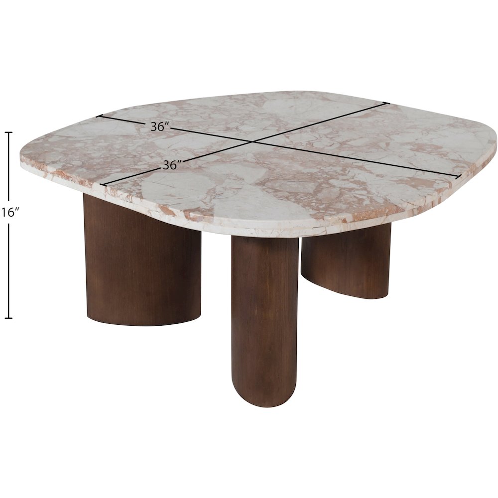 Puglia Cream Marble Top And Oak Wood Base Coffee Table