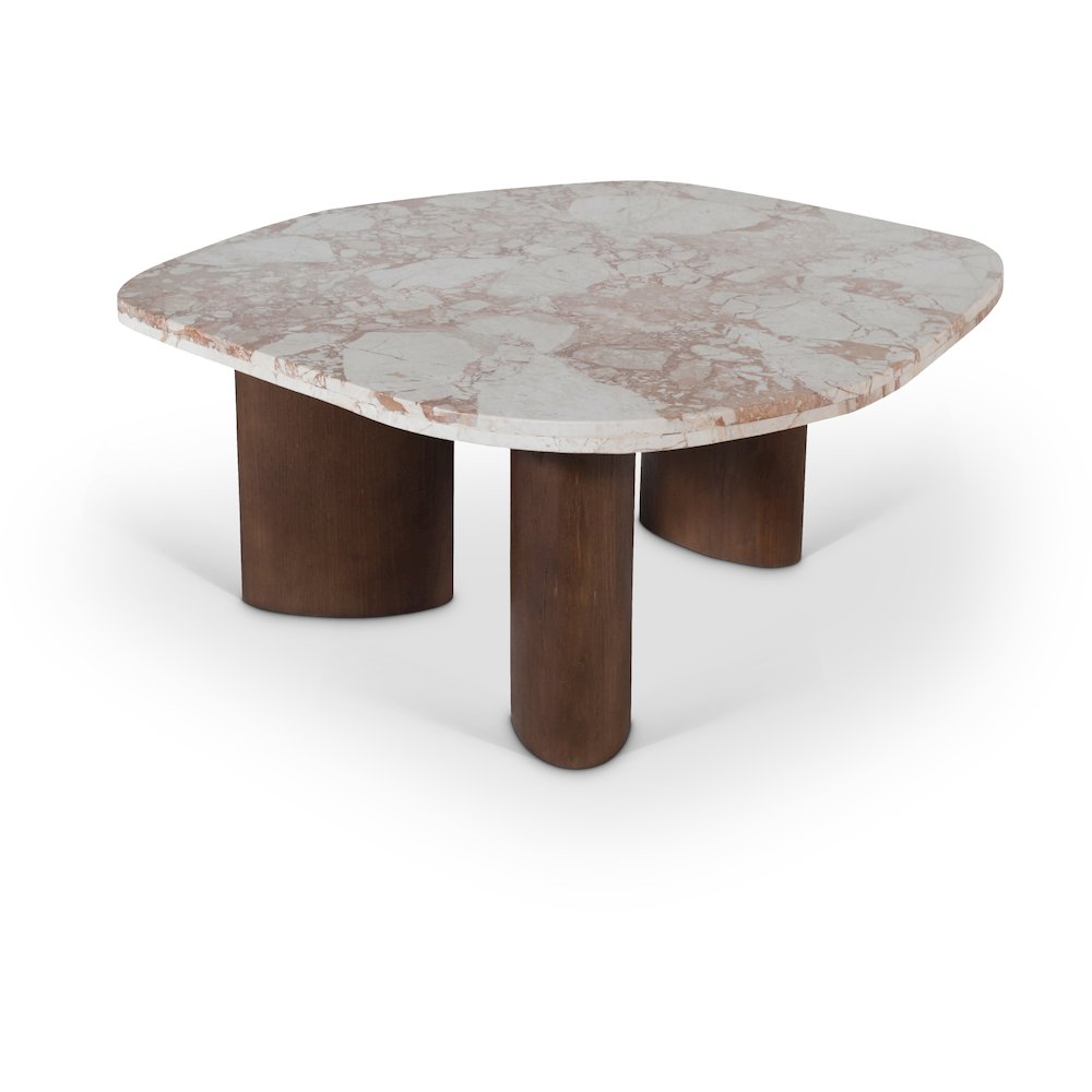 Puglia Cream Marble Top And Oak Wood Base Coffee Table