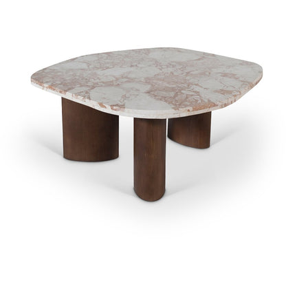 Puglia Cream Marble Top And Oak Wood Base Coffee Table