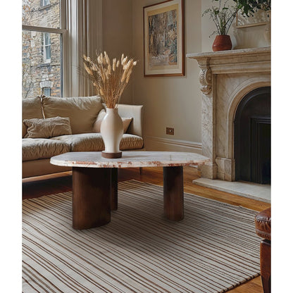 Puglia Cream Marble Top And Oak Wood Base Coffee Table