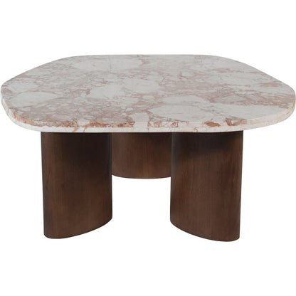 Puglia Cream Marble Top And Oak Wood Base Coffee Table