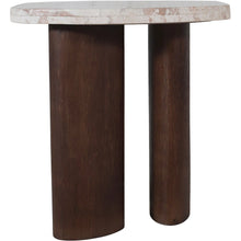 Puglia Cream Marble Top And Oak Wood Base End Table