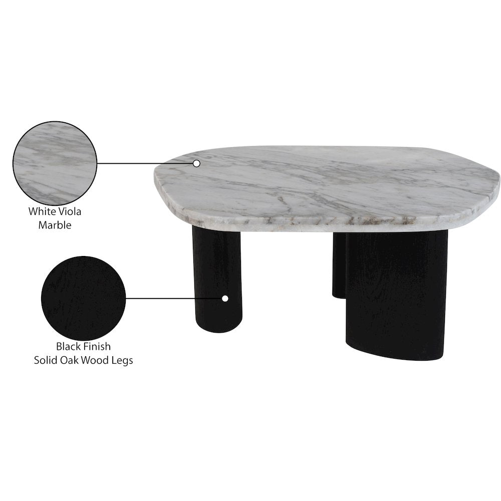 Puglia White Marble Top And Oak Wood Base Coffee Table
