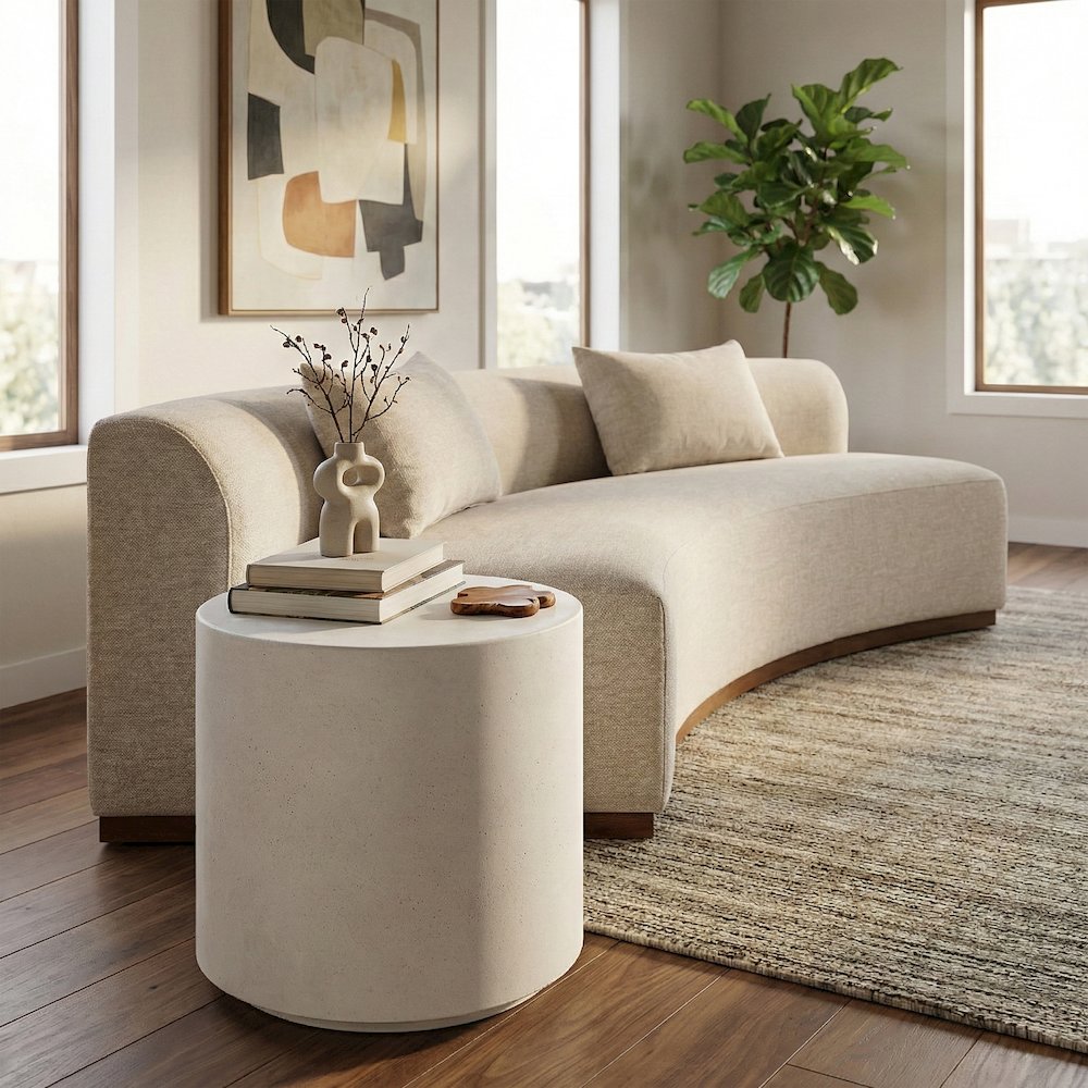Imperia White Concrete Indoor/Outdoor End Table