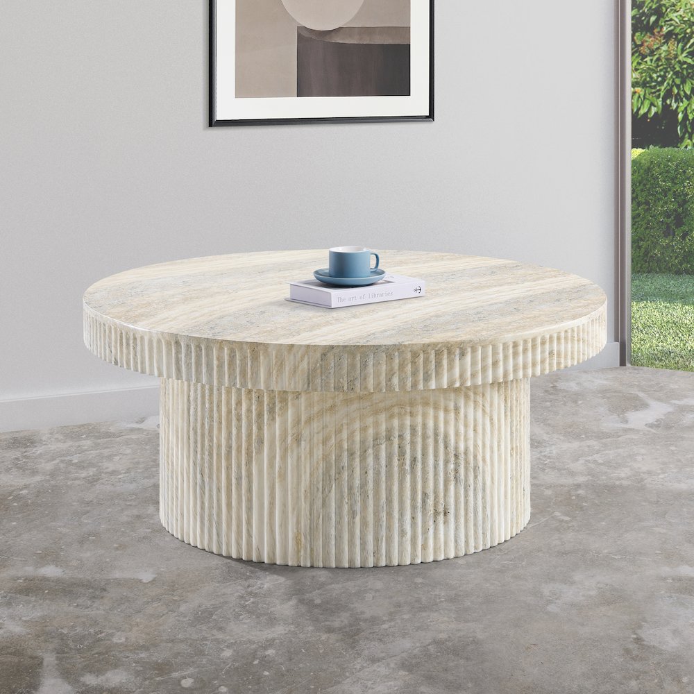 Legatto Travertine Travertine Finish Concrete Coffee Table