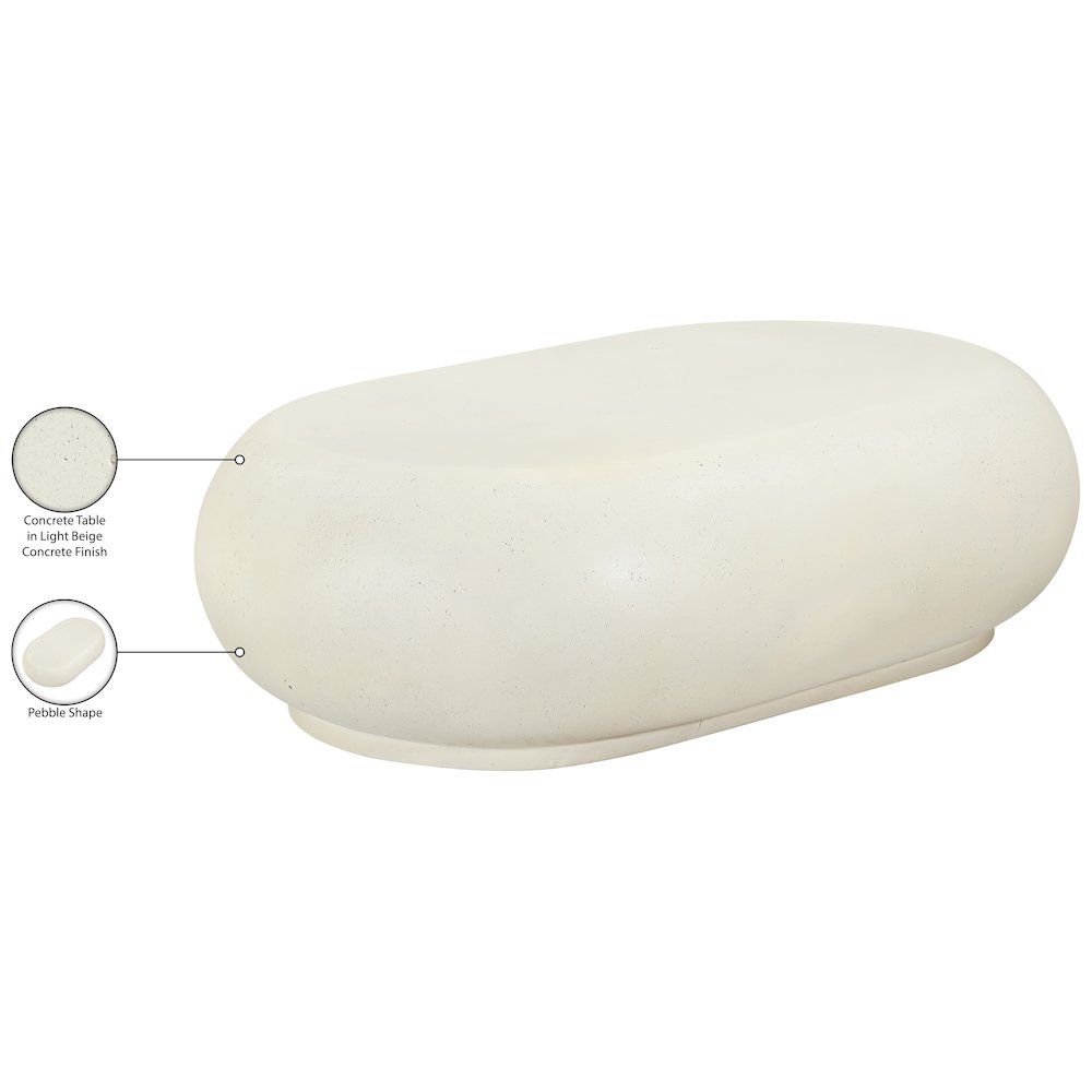Pebble Cream Concrete And Fiberglass Indoor / Outdoor Coffee Table