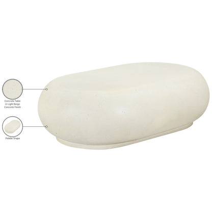 Pebble Cream Concrete And Fiberglass Indoor / Outdoor Coffee Table