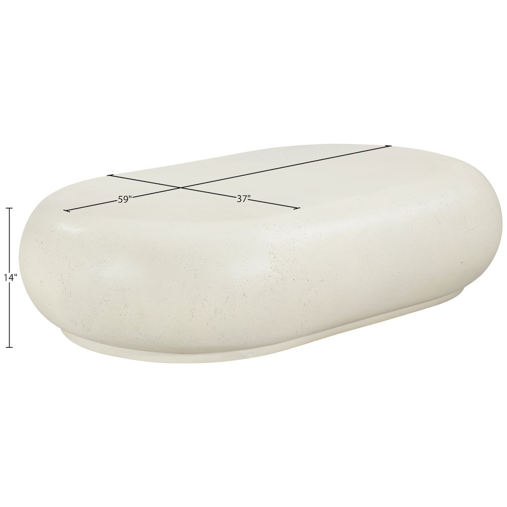 Pebble Cream Concrete And Fiberglass Indoor / Outdoor Coffee Table