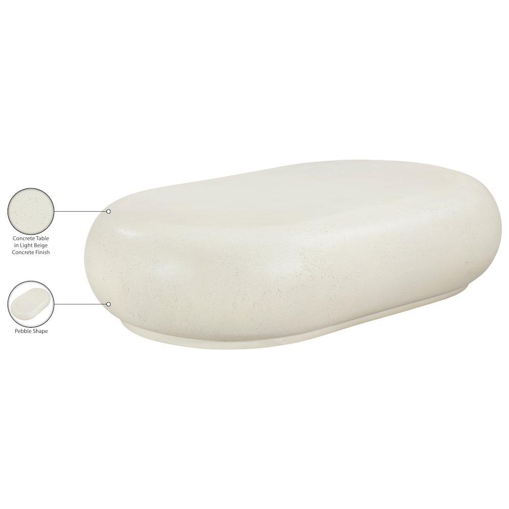 Pebble Cream Concrete And Fiberglass Indoor / Outdoor Coffee Table