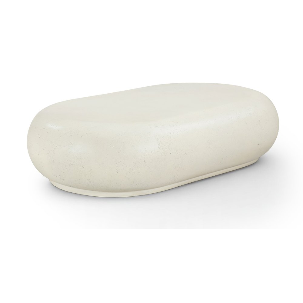 Pebble Cream Concrete And Fiberglass Indoor / Outdoor Coffee Table