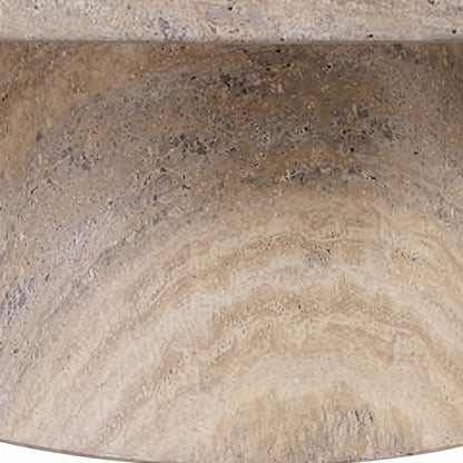 Outdoor Escape Coffee Table with Round Concrete Pedestal Base, Travertine