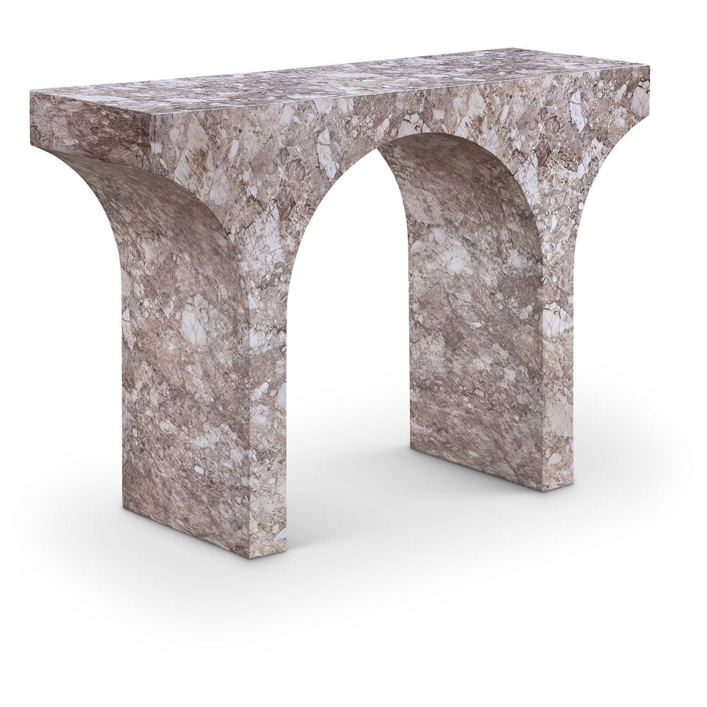 Pomezia Brown Marble Finish Console Table