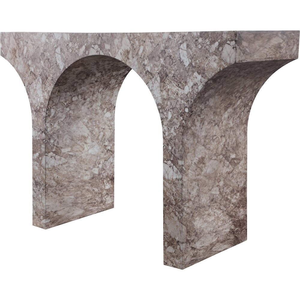 Pomezia Brown Marble Finish Console Table