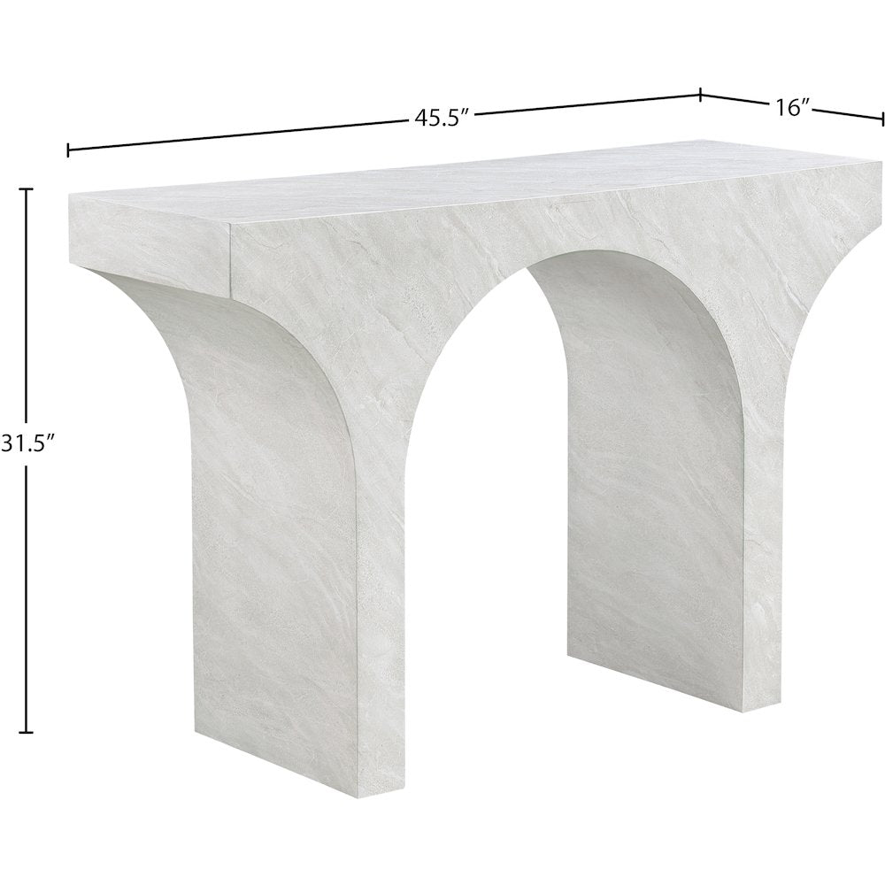Pomezia White Marble Finish Console Table