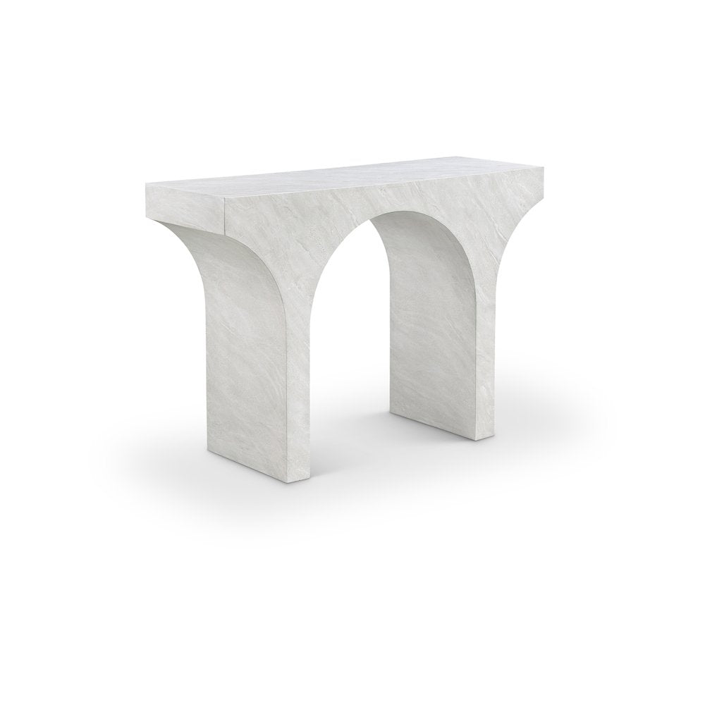 Pomezia White Marble Finish Console Table