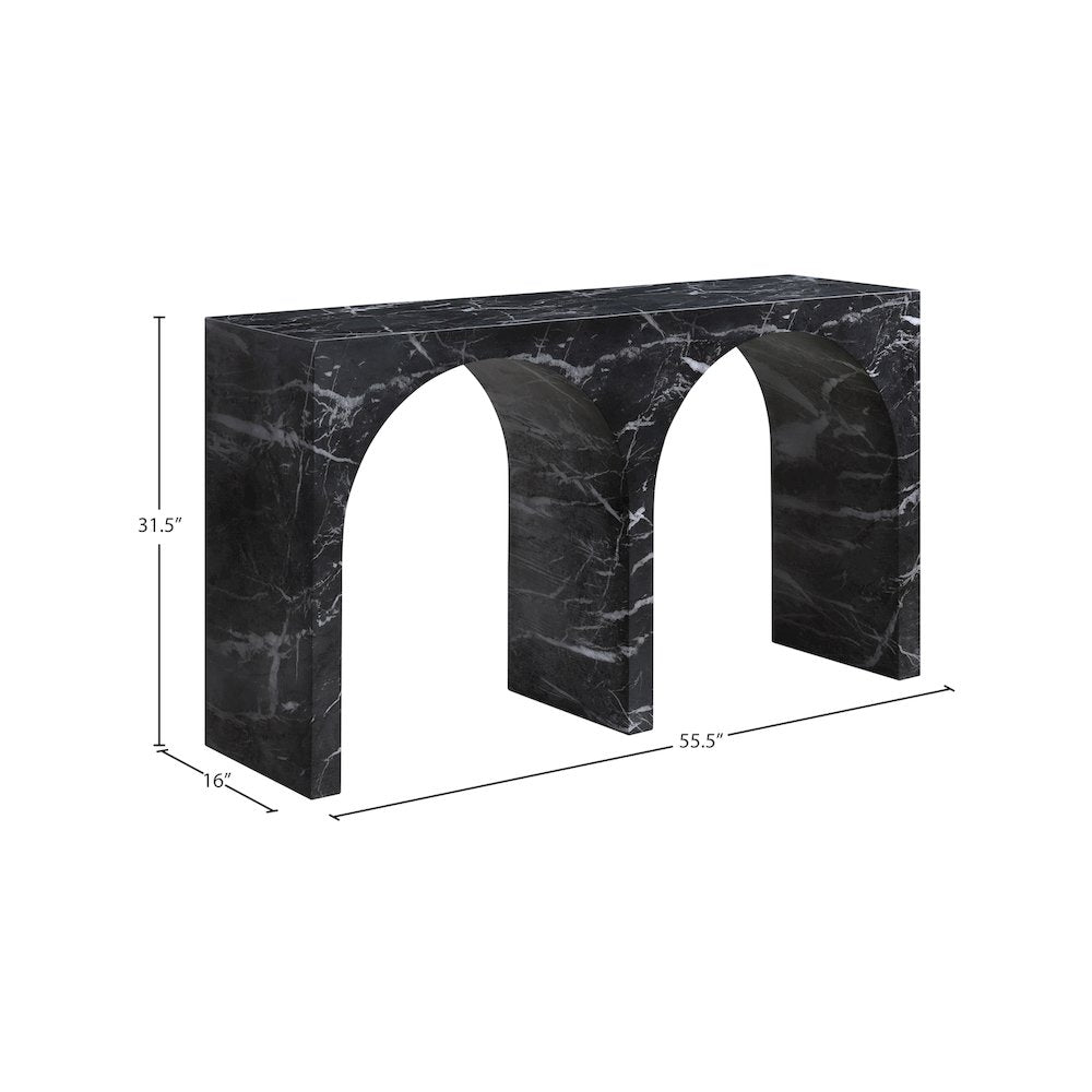 Faenza Black Marble Finish Console Table