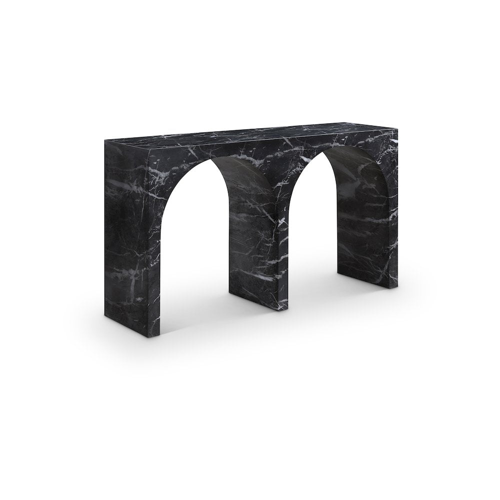 Faenza Black Marble Finish Console Table