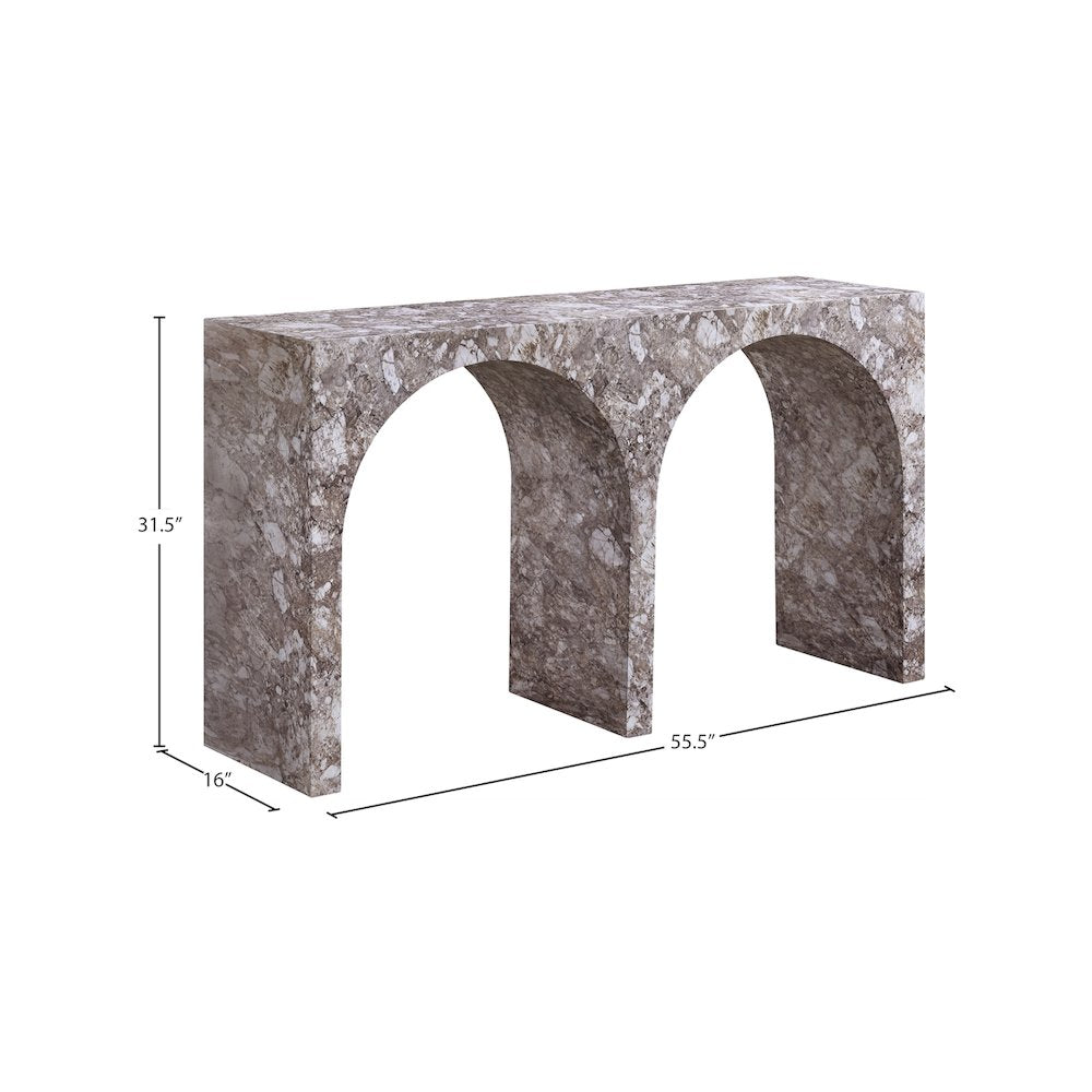 Faenza Brown Marble Finish Console Table
