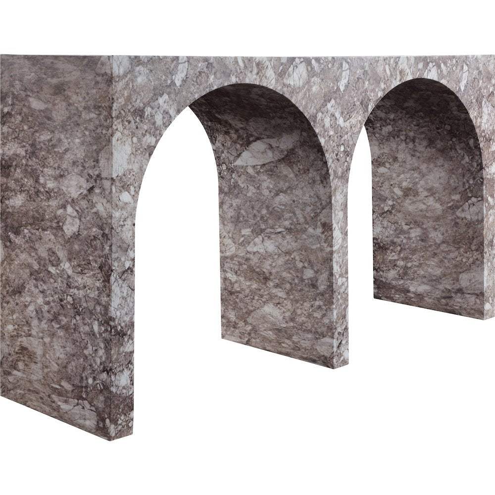 Faenza Brown Marble Finish Console Table