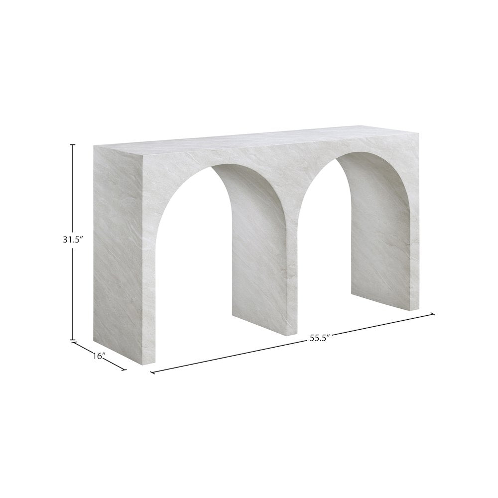 Faenza White Marble Finish Console Table