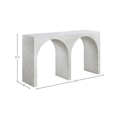 Faenza White Marble Finish Console Table