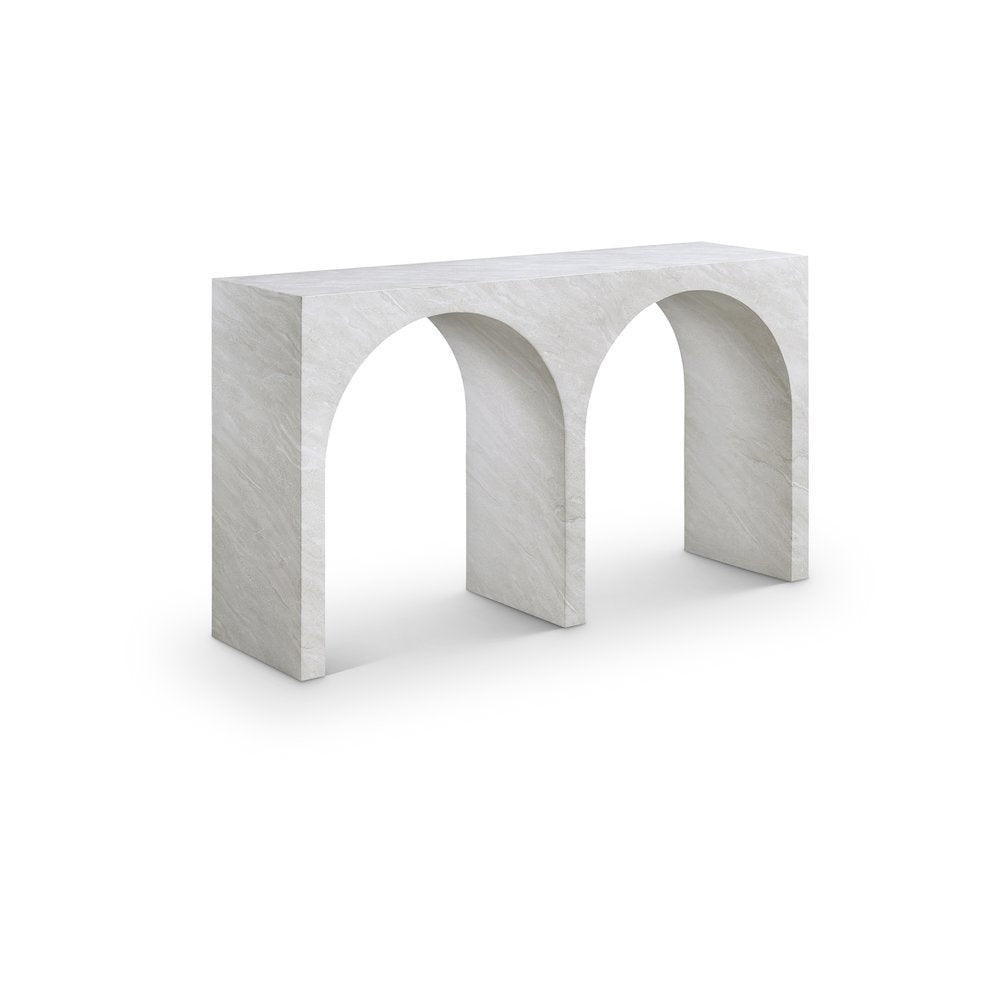 Faenza White Marble Finish Console Table
