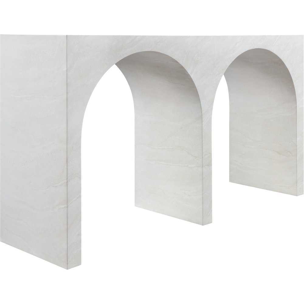 Faenza White Marble Finish Console Table