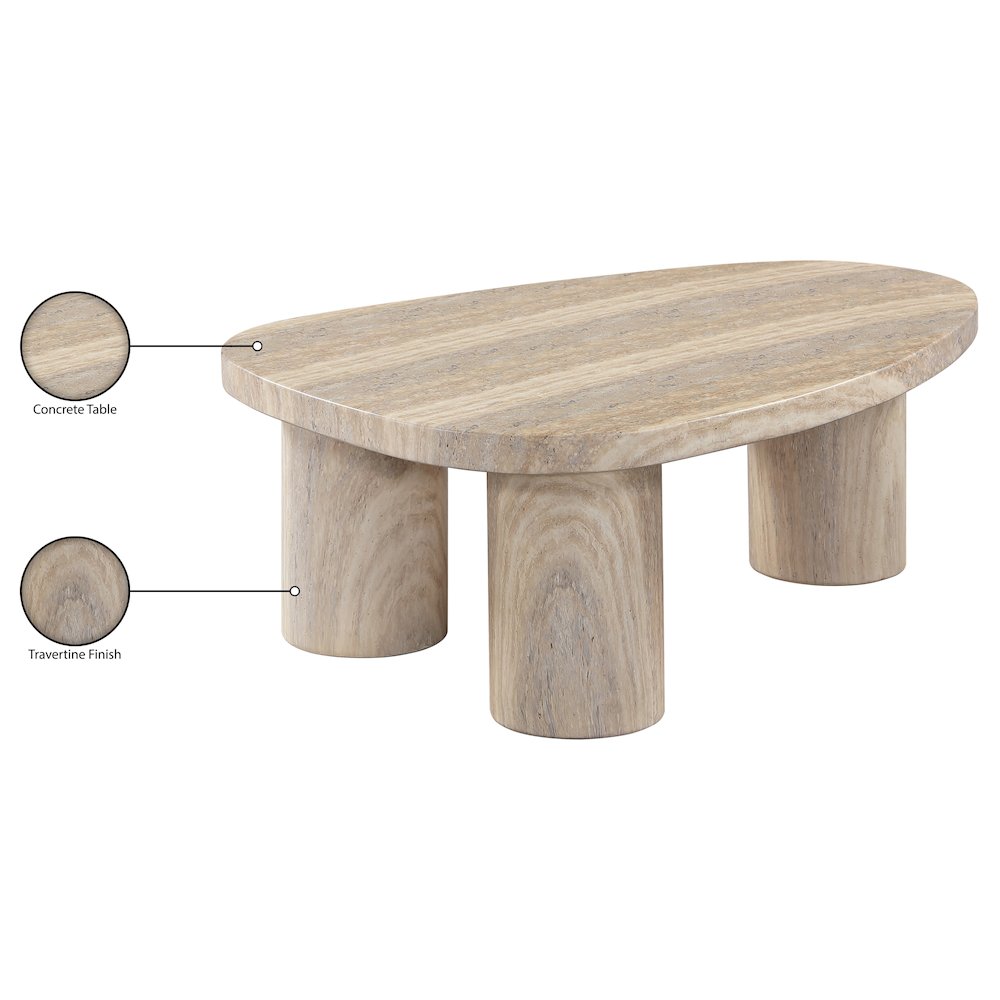 Teramo Travertine Concrete Indoor/Outdoor Coffee Table