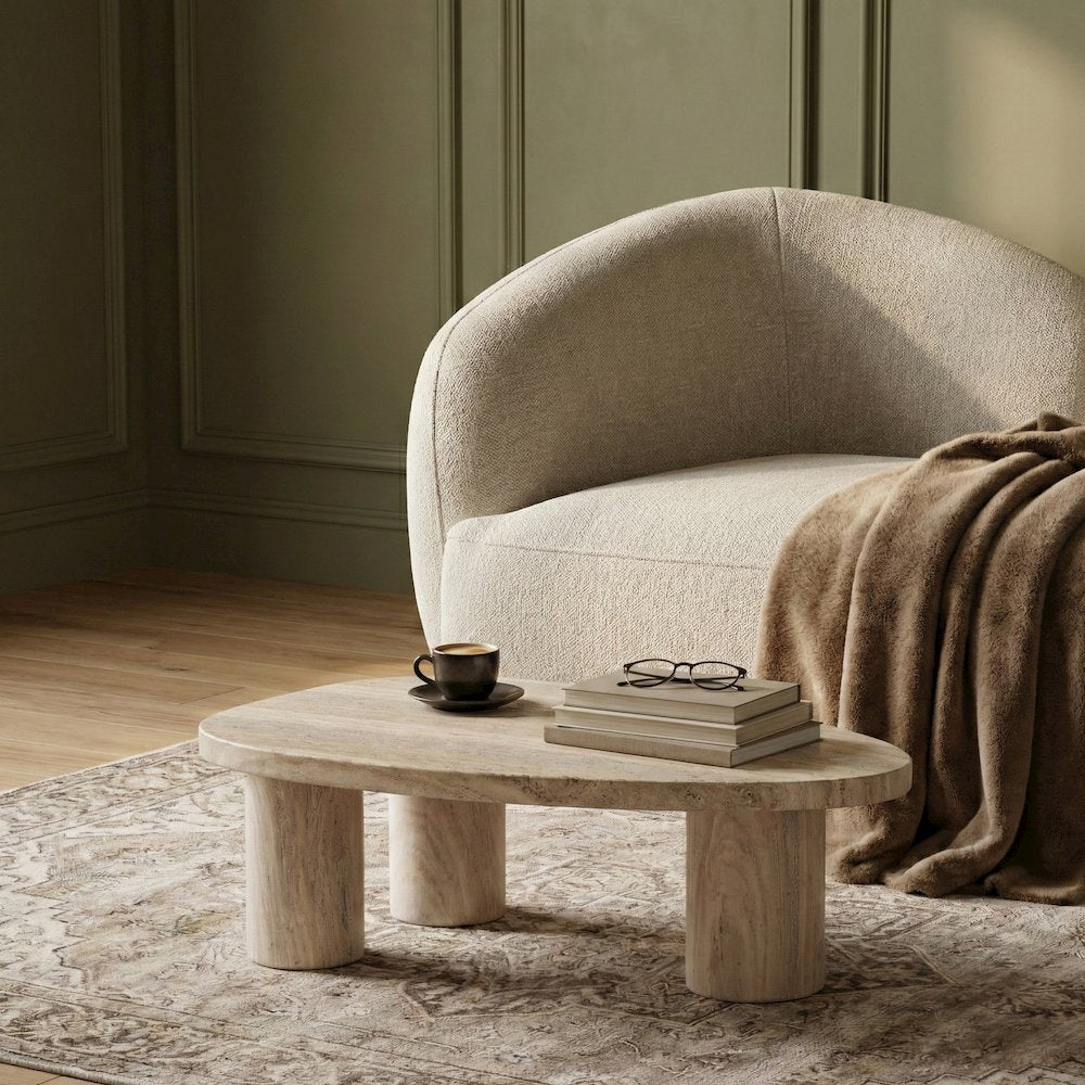 Teramo Travertine Concrete Indoor/Outdoor Coffee Table