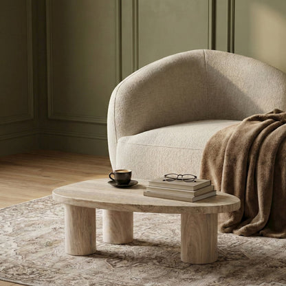 Teramo Travertine Concrete Indoor/Outdoor Coffee Table