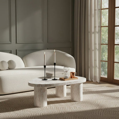 Teramo White Concrete Indoor/Outdoor Coffee Table