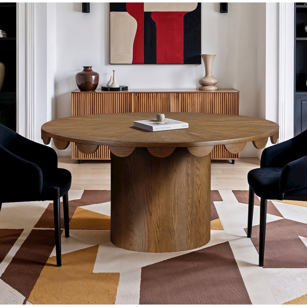 Dahlia 60" Brown Oak Veneer Dining Table
