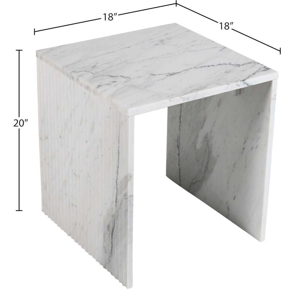 Pienza White Marble End Table