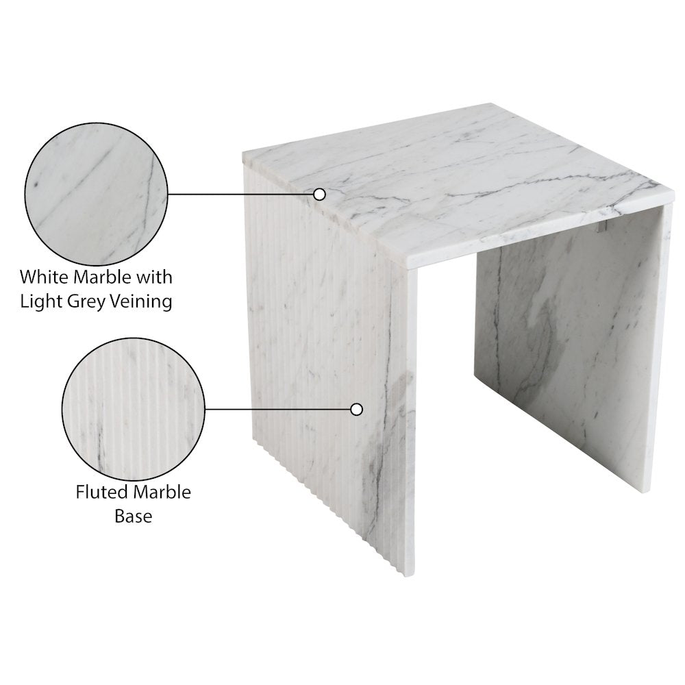 Pienza White Marble End Table