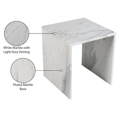 Pienza White Marble End Table