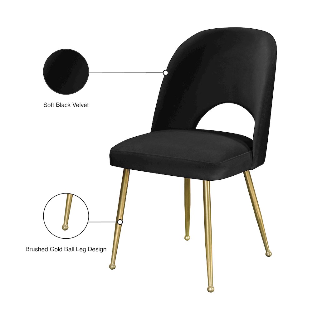 Logan Black Velvet Dining Chair, Set of 2