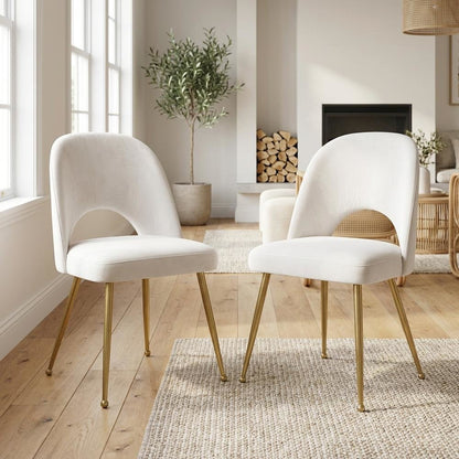Gold Velvet Dining Chairs Set of 2 with Contemporary Design and Cushioned Seats