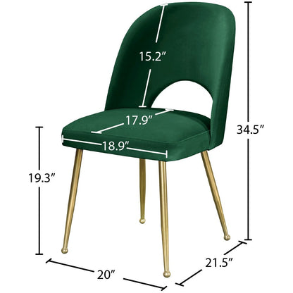 Logan Green Velvet Dining Chair, Set of 2